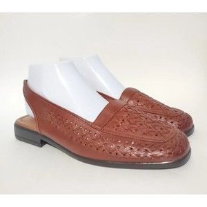 Sandler of Boston Shoes Sz Brown Huarache Woven Leather Slingback Flat Sandals